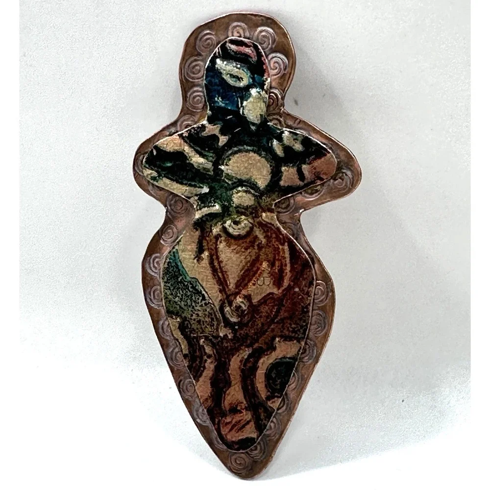 Artisan Copper Goddess Brooch & Pendant - Handmade 